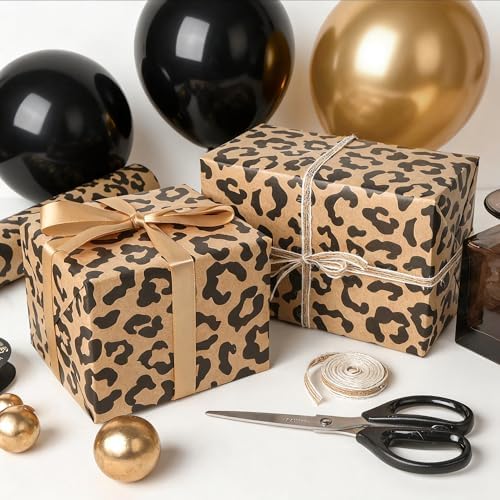 Papel de Regalo Dlyrroba Kraft con Diseño de Leopardo - Envoltura para Cumpleaños, Baby Shower, Bridal Shower y Fiestas - 17 Pulgadas x 16.5 Pies - imagen 4