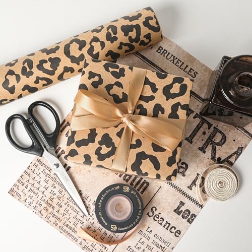 Papel de Regalo Dlyrroba Kraft con Diseño de Leopardo - Envoltura para Cumpleaños, Baby Shower, Bridal Shower y Fiestas - 17 Pulgadas x 16.5 Pies - imagen 6