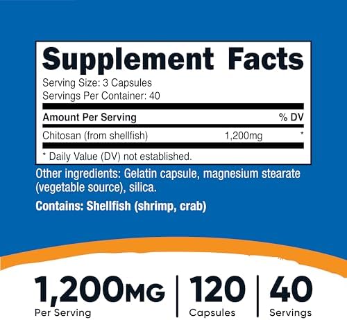 Suplemento de Chitosan Nutricost (1,200mg) 120 Cápsulas - Libre de GMO, Sin Gluten, 40 Porciones - imagen 2