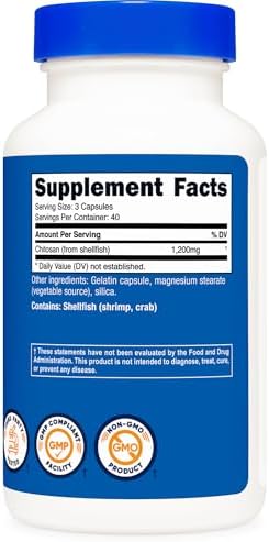 Suplemento de Chitosan Nutricost (1,200mg) 120 Cápsulas - Libre de GMO, Sin Gluten, 40 Porciones - imagen 5