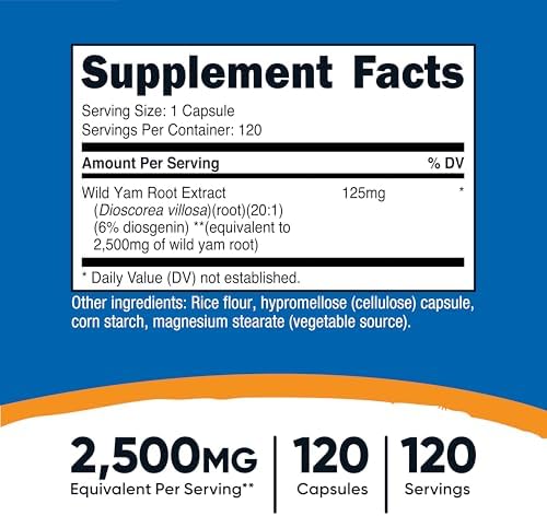 Nutricost Raíz de Ñame Silvestre 120 Cápsulas - Suplemento Vegano, Sin Gluten y Sin OGM, 120 Porciones por Botella - imagen 2