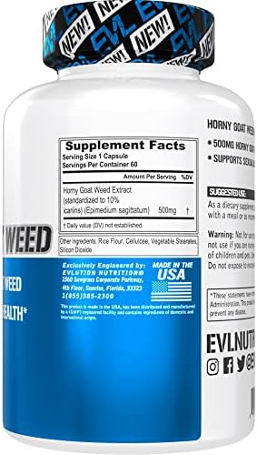 EVL Horny Goat Weed para Hombres - Suplemento Energizante para el Rendimiento, Tamaño y Resistencia con Extracto de Horny Goat Weed - Potenciador de - imagen 2