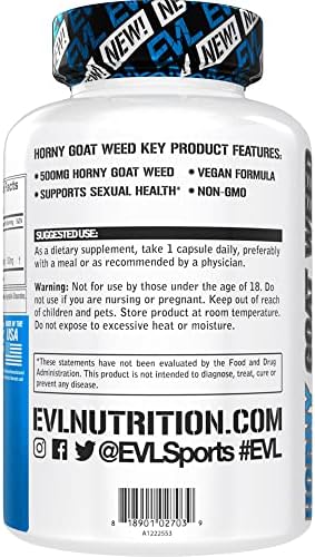 EVL Horny Goat Weed para Hombres - Suplemento Energizante para el Rendimiento, Tamaño y Resistencia con Extracto de Horny Goat Weed - Potenciador de - imagen 3