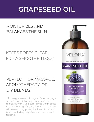 Aceite de Semilla de Uva Velona 16 fl oz | 100% Puro y Natural | Aceite Refinado para Cuidado de Piel, Rostro, Cuerpo y Cabello - imagen 2