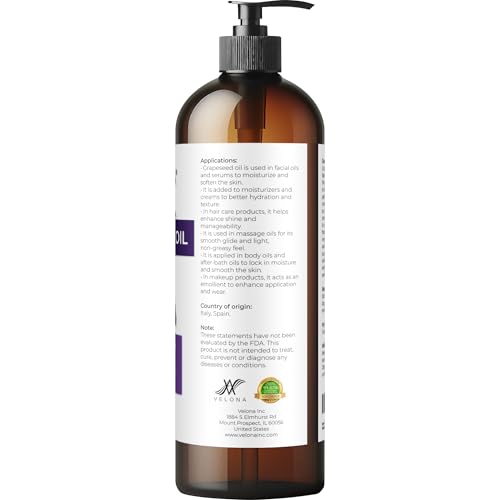 Aceite de Semilla de Uva Velona 16 fl oz | 100% Puro y Natural | Aceite Refinado para Cuidado de Piel, Rostro, Cuerpo y Cabello - imagen 4