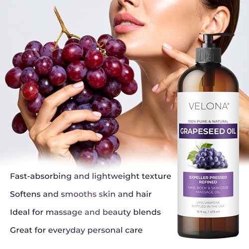 Aceite de Semilla de Uva Velona 16 fl oz | 100% Puro y Natural | Aceite Refinado para Cuidado de Piel, Rostro, Cuerpo y Cabello - imagen 5