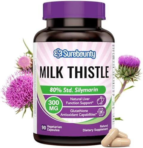 Surebounty Cardo Mariano, 300 mg, Extracto Concentrado de Semilla con 80% Silymarina, Detox para Hígado, 90 Cápsulas Veganas, Toma Diaria - imagen 1