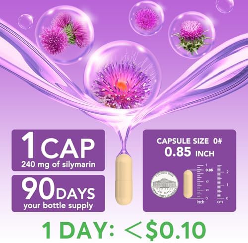 Surebounty Cardo Mariano, 300 mg, Extracto Concentrado de Semilla con 80% Silymarina, Detox para Hígado, 90 Cápsulas Veganas, Toma Diaria - imagen 3