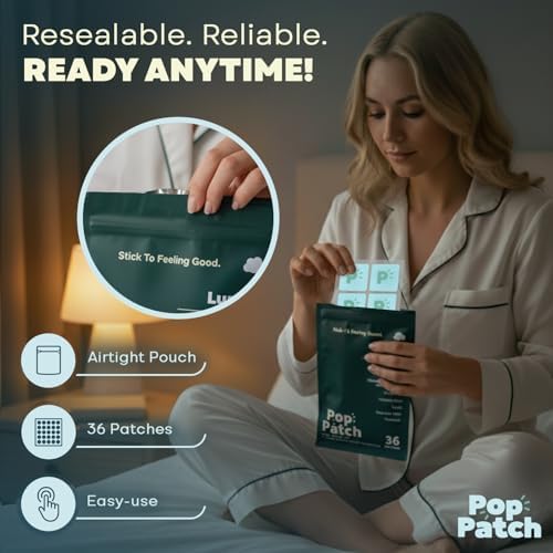 Parches para Dormir Pop Patch, Extra Fuerte para Insomnio (36 Parches) | Fáciles de Aplicar, Parches Naturales sin Melatonina con Raíz de Valeriana, - imagen 5