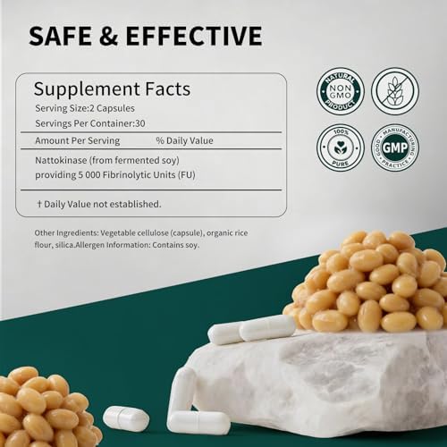 Suplemento de Nattokinasa Rolphood 5000FU por Porción, Libre de Gluten, No Transgénico, 60 Cápsulas - imagen 2