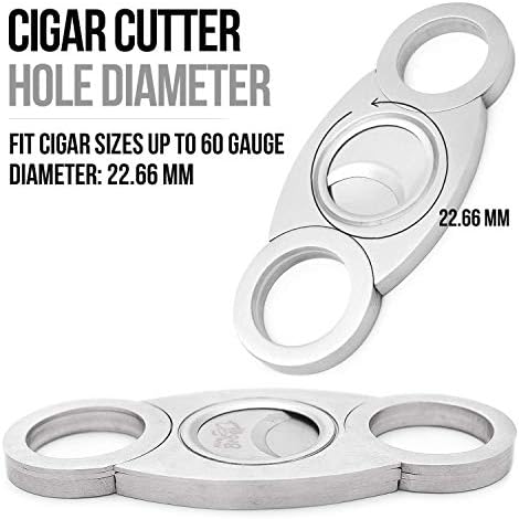Cortador de Cigarros de Acero Inoxidable Mrs. Brog con Protector Trasero - Puntas Redondas y Cuerpo - Estuche de Cuero - Doble Cuchilla Guillotina - imagen 4
