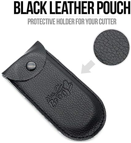 Cortador de Cigarros de Acero Inoxidable Mrs. Brog con Protector Trasero - Puntas Redondas y Cuerpo - Estuche de Cuero - Doble Cuchilla Guillotina - imagen 5