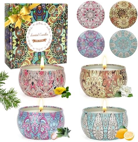 Juego de 4 Velas Aromáticas para Regalo a Mujeres - Velas de Cera de Soja, hasta 90 Horas de Fragancia para Navidad, Cumpleaños, Día de las Madres y - imagen 1