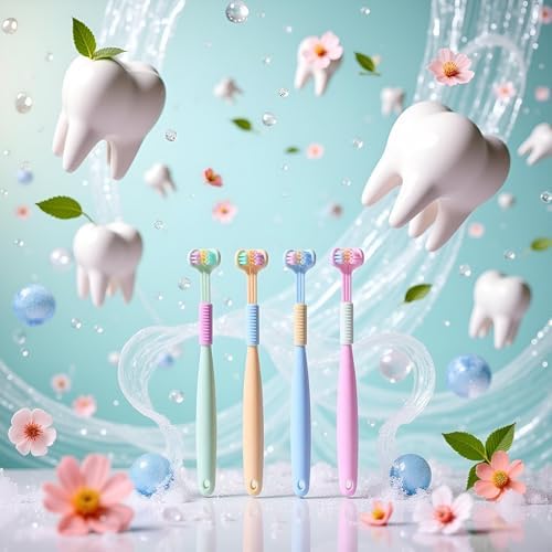 Cepillo de Dientes Suave de Tres Lados en 2 Piezas, Diseño Efectivo para Limpiar Profundamente Dientes y Encías, Ideal para Adultos y Niños - imagen 2