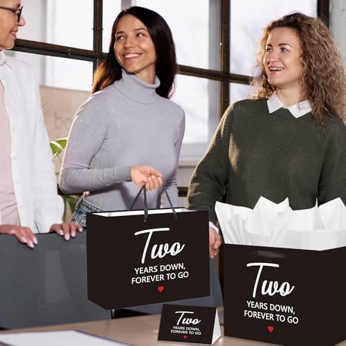Bolsa de Regalo para el Segundo Aniversario, Regalos con Tarjeta de Felicitación y Papel de Seda, para Él, Ella, Novio, Novia, Esposa, Esposo, - imagen 3