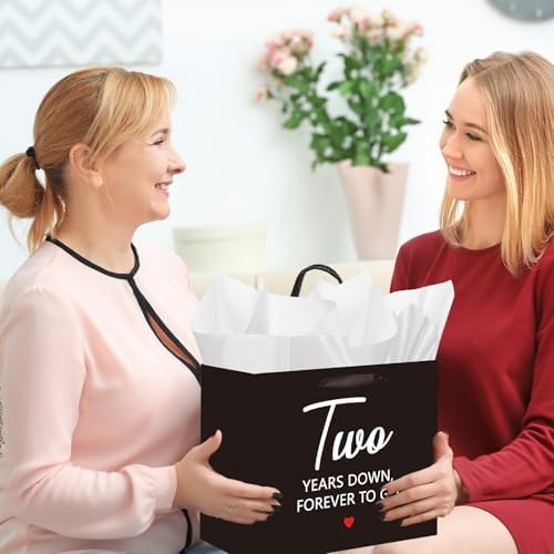 Bolsa de Regalo para el Segundo Aniversario, Regalos con Tarjeta de Felicitación y Papel de Seda, para Él, Ella, Novio, Novia, Esposa, Esposo, - imagen 4