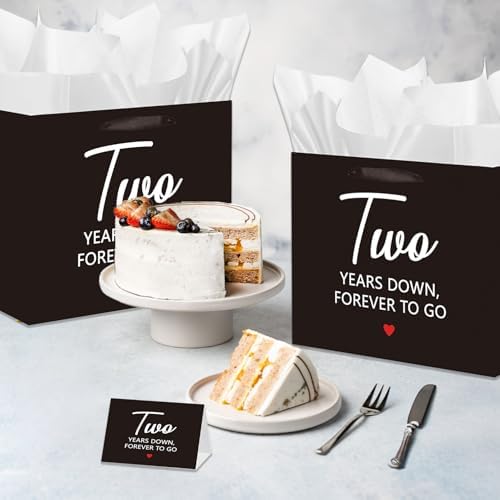 Bolsa de Regalo para el Segundo Aniversario, Regalos con Tarjeta de Felicitación y Papel de Seda, para Él, Ella, Novio, Novia, Esposa, Esposo, - imagen 5