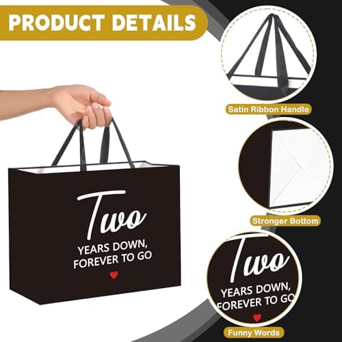 Bolsa de Regalo para el Segundo Aniversario, Regalos con Tarjeta de Felicitación y Papel de Seda, para Él, Ella, Novio, Novia, Esposa, Esposo, - imagen 6