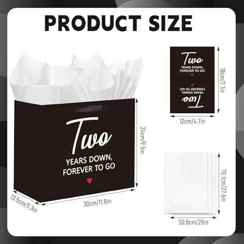 Bolsa de Regalo para el Segundo Aniversario, Regalos con Tarjeta de Felicitación y Papel de Seda, para Él, Ella, Novio, Novia, Esposa, Esposo, - imagen 7