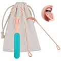 Set de 2 Raspadores de Lengua de Cobre, Limpiador Oral para Adultos y Niños, Cepillo de Lengua de Acero Inoxidable con Doble Hoja y Bolsa de Viaje - imagen 1