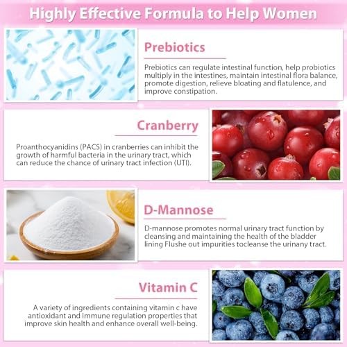 KFG Polvo Probiótico para Mujeres, 100 Mil Millones de CFUs, 20 Cepas, 3 Prebióticos Orgánicos, Arándano, Enzimas Digestivas y D-Mannosa, 40 Sobres - imagen 3