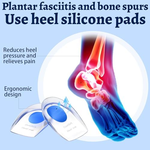 3 Pairs de Plantillas de Gel para Talón - Almohadillas de Silicona para Dolor de Talón, Espolón Óseo y Tendón de Aquiles, Soporte Amortiguador - imagen 3