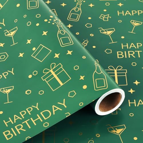 Papel de Regalo Lenpel para Cumpleaños, Rollo de 17 Pulgadas x 33 Pies, Ideal para Regalos Medianos y Pequeños en Fiestas y Celebraciones - imagen 1