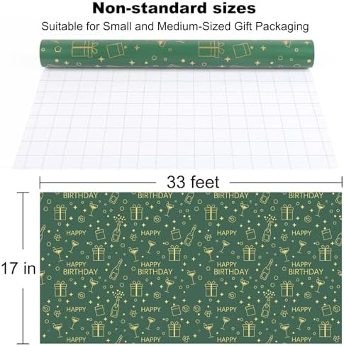 Papel de Regalo Lenpel para Cumpleaños, Rollo de 17 Pulgadas x 33 Pies, Ideal para Regalos Medianos y Pequeños en Fiestas y Celebraciones - imagen 2