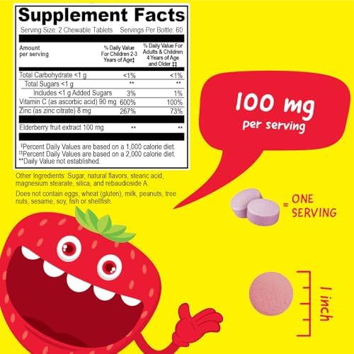 VitaWorks Kids Suplemento de Inmunidad con Sambuco de Saúco - Vitamina C y Zinc, Sabor Fresa - 120 Gomas Veganas, Kosher y No Transgénicas, Hecho en - imagen 2