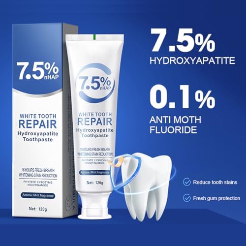 Pasta dental con Hidroxiapatita para protección del esmalte y fortalecimiento dental, sabor menta suave, aliento fresco, uso diario, 120 g (1 pieza) - imagen 3