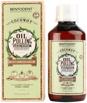Enjuague Bucal Bentodent con Aceite de Coco, Neem y Menta, Doble Fuerza de Sésamo y Coco, Sin Azúcar ni Alcohol, 6 fl. oz. - imagen 1
