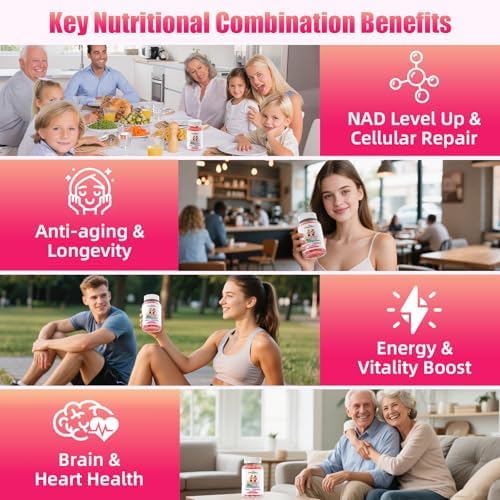 Suplemento de Gomitas NAD+ para Mujeres 1000MG - Gomitas NAD Plus para Hombres Sin Azúcar, Vitamina B3 Niacinamida, Orgánico, Energía y - imagen 3