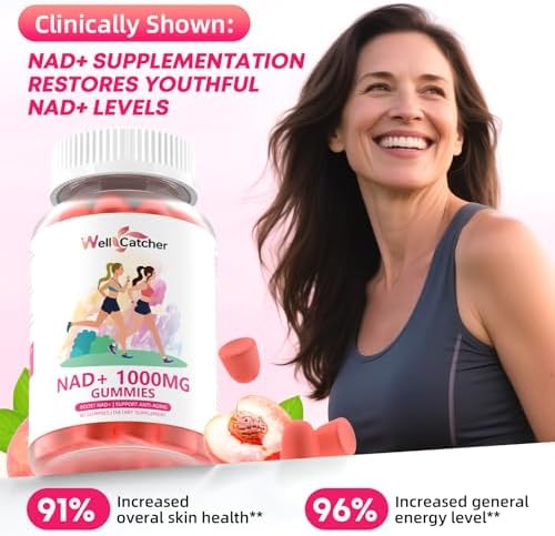 Suplemento de Gomitas NAD+ para Mujeres 1000MG - Gomitas NAD Plus para Hombres Sin Azúcar, Vitamina B3 Niacinamida, Orgánico, Energía y - imagen 4