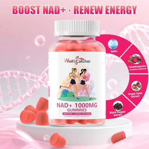 Suplemento de Gomitas NAD+ para Mujeres 1000MG - Gomitas NAD Plus para Hombres Sin Azúcar, Vitamina B3 Niacinamida, Orgánico, Energía y - imagen 6