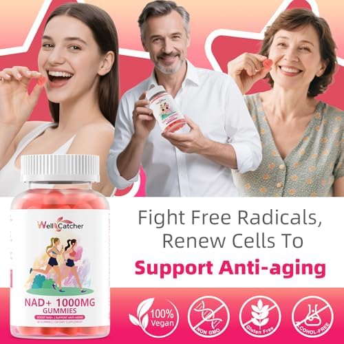 Suplemento de Gomitas NAD+ para Mujeres 1000MG - Gomitas NAD Plus para Hombres Sin Azúcar, Vitamina B3 Niacinamida, Orgánico, Energía y - imagen 7
