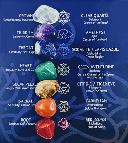 Kit Premium de Cristales y Piedras Sanadoras con Bolsa de Terciopelo - Set de 7 Piedras Chakra, Ebook, Regalo (Piedras Chakra Pequeñas) - imagen 1
