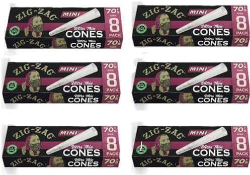 Conos Preenrollados Zig-Zag Ultra Delgados de 70mm - Llenado Fácil y Portátil - Paquete de 6 (8 Conos por Paquete) - imagen 1