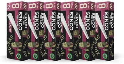 Conos Preenrollados Zig-Zag Ultra Delgados de 70mm - Llenado Fácil y Portátil - Paquete de 6 (8 Conos por Paquete) - imagen 2