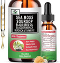 Gotas Líquidas de Musgo Marino y Aceite de Semilla de Nigella con Soursop, Bladderwrack, Raíz de Bardana y Cúrcuma - Superalimento Orgánico - imagen 1