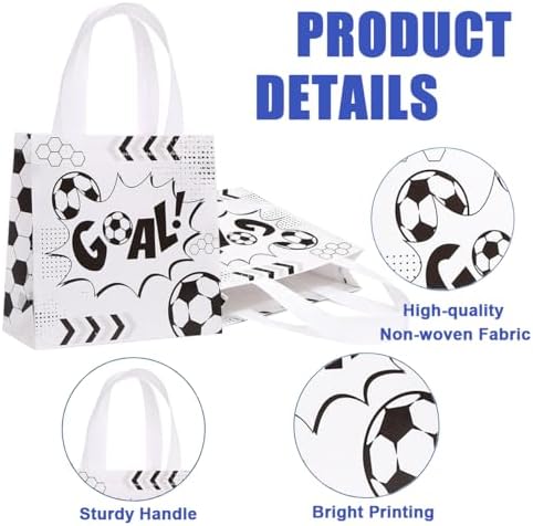 Bolsas de Fiesta de Fútbol Plceucsrs, 12 Piezas, Bolsas de Regalo Reutilizables con Asas, Perfectas para Sorprender en tu Fiesta - imagen 3
