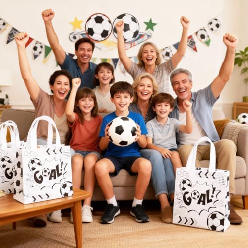 Bolsas de Fiesta de Fútbol Plceucsrs, 12 Piezas, Bolsas de Regalo Reutilizables con Asas, Perfectas para Sorprender en tu Fiesta - imagen 4