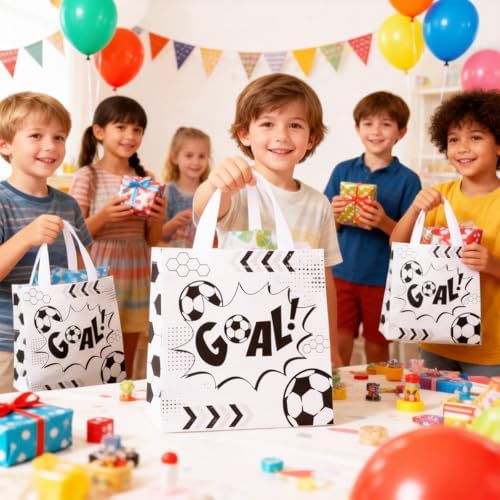 Bolsas de Fiesta de Fútbol Plceucsrs, 12 Piezas, Bolsas de Regalo Reutilizables con Asas, Perfectas para Sorprender en tu Fiesta - imagen 5