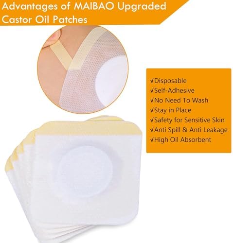 Parche de Aceite de Ricino para Ombligo, Paquete de 54, 3.2 Pulgadas, Envoltura de Algodón Orgánico, Autoadhesivo, Sin Lavado, Antifugas y Portátil - imagen 3