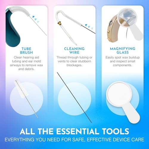 Kit de Limpieza para Audífonos - Set de 20 Piezas con Estuche, 10 Toallitas Limpiadoras y Lupa para Audífonos, Auriculares, Amplificadores y - imagen 4