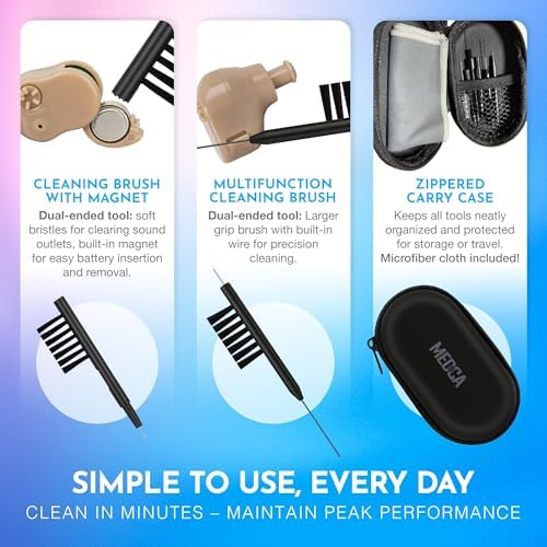Kit de Limpieza para Audífonos - Set de 20 Piezas con Estuche, 10 Toallitas Limpiadoras y Lupa para Audífonos, Auriculares, Amplificadores y - imagen 5