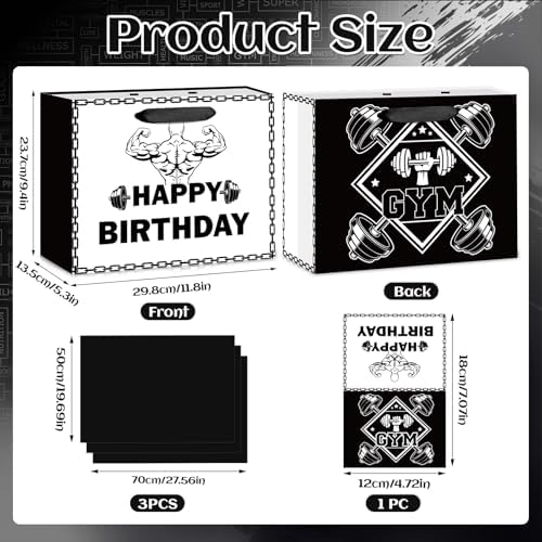 Bolsa de Regalos de Cumpleaños para Gimnasio con Papel de Seda y Tarjeta - Decoraciones de Fiesta de Fitness para Hombres y Mujeres, Regalos para - imagen 2