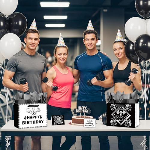 Bolsa de Regalos de Cumpleaños para Gimnasio con Papel de Seda y Tarjeta - Decoraciones de Fiesta de Fitness para Hombres y Mujeres, Regalos para - imagen 5
