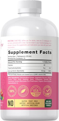 Suplemento Líquido de Hierro Carlyle para Mujeres | 8 oz | Sabor Fruta Punch | Vegetariano, Sin OGM, Sin Gluten - imagen 2