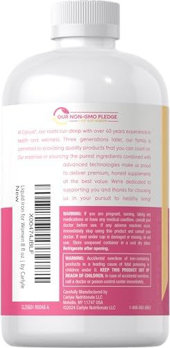 Suplemento Líquido de Hierro Carlyle para Mujeres | 8 oz | Sabor Fruta Punch | Vegetariano, Sin OGM, Sin Gluten - imagen 3