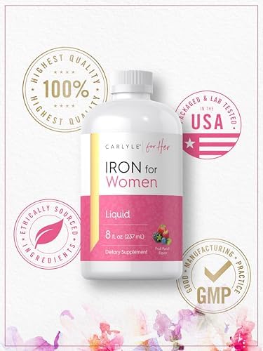 Suplemento Líquido de Hierro Carlyle para Mujeres | 8 oz | Sabor Fruta Punch | Vegetariano, Sin OGM, Sin Gluten - imagen 6